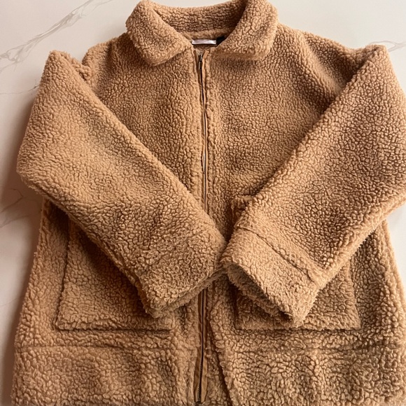 Tan Sherpa oversized Jacket - Picture 2 of 8